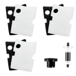 VEVOR Aquarium Filter Media Pads, 6 PCS Replacement with Impeller for AQ500, Canister Floss Replacement for Fish Tank, Zirconia Impeller Shaft, 3 Black Polyurethane Foam & 3 White Polyester Fiber Pads
