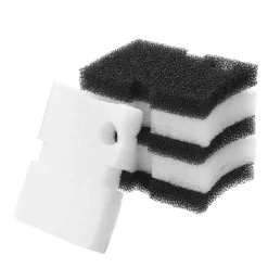 VEVOR Aquarium Filter Media Pads, 6 PCS with Impeller for AQ700 & AQ1000, Canister Floss Replacement Media for Fish Tank, Zirconia Impeller Shaft, 3 Black Polyurethane Foam & 3 White Polyester Fiber