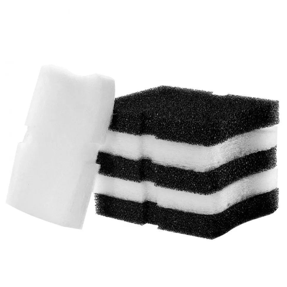 VEVOR Aquarium Filter Media Pads, 6 PCS Replacement with Impeller for AQ1600, Canister Floss Replacement for Fish Tank, Zirconia Shaft, 3 Black Polyurethane Foam & 3 White Polyester Fiber Pads