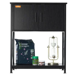 VEVOR Aquarium Stand, 20 Gallon Fish Tank Stand, 25.6 x 16.5 x 31.9 in Steel and MDF Turtle Tank Stand, 167.6 lbs Load Capacity, Reptile Tank Stand with Storage Cabinet and Embedded Power Panel, Black