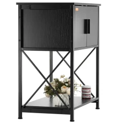 VEVOR Aquarium Stand, 20 Gallon Fish Tank Stand, 25.6 x 16.5 x 31.9 in Steel and MDF Turtle Tank Stand, 167.6 lbs Load Capacity, Reptile Tank Stand with Storage Cabinet and Embedded Power Panel, Black