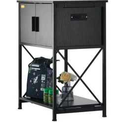 VEVOR Aquarium Stand, 20 Gallon Fish Tank Stand, 25.6 x 16.5 x 31.9 in Steel and MDF Turtle Tank Stand, 167.6 lbs Load Capacity, Reptile Tank Stand with Storage Cabinet and Embedded Power Panel, Black