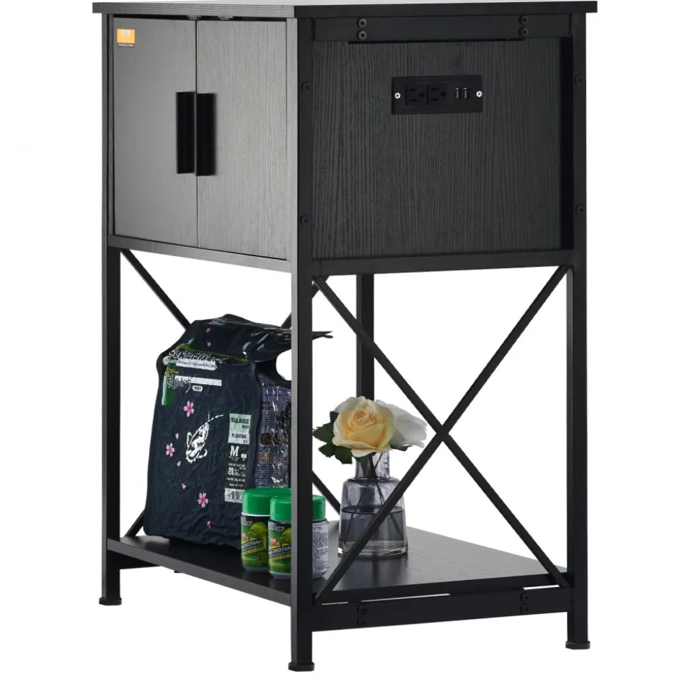 VEVOR Aquarium Stand, 20 Gallon Fish Tank Stand, 25.6 x 16.5 x 31.9 in Steel and MDF Turtle Tank Stand, 167.6 lbs Load Capacity, Reptile Tank Stand with Storage Cabinet and Embedded Power Panel, Black