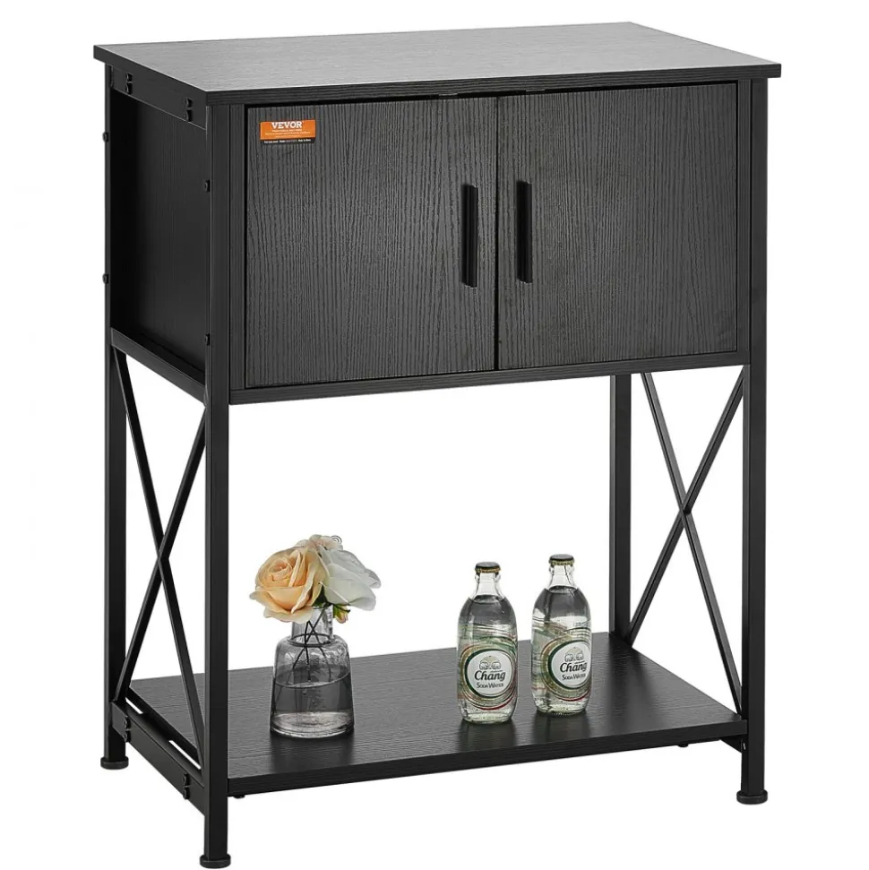 VEVOR Aquarium Stand, 20 Gallon Fish Tank Stand, 25.6 x 16.5 x 31.9 in Steel and MDF Turtle Tank Stand, 167.6 lbs Load Capacity, Reptile Tank Stand with Storage Cabinet and Embedded Power Panel, Black