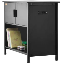 VEVOR Aquarium Stand, 40 Gallon Fish Tank Stand, 36.6 x 18.9 x 31.5 in Steel and MDF Turtle Tank Stand, 335 lbs Load Capacity, Reptile Tank Stand with Storage Cabinet and Embedded Power Panel, Black
