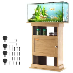 VEVOR Aquarium Stand, 20 Gallon Fish Tank Stand, 25.2 x 15.7 x 28.3 in MDF Turtle Tank Stand, 167.6 lbs Load Capacity, Reptile Tank Stand with Storage, Cabinet and Hardware Kit, Basswood Color
