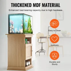 VEVOR Aquarium Stand, 20 Gallon Fish Tank Stand, 25.2 x 15.7 x 28.3 in MDF Turtle Tank Stand, 167.6 lbs Load Capacity, Reptile Tank Stand with Storage, Cabinet and Hardware Kit, Basswood Color