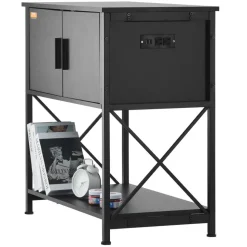 VEVOR Aquarium Stand, 29 Gallon Fish Tank Stand, 28.7 x 16.5 x 30 in Steel and MDF Turtle Tank Stand, 242.5 lbs Load Capacity, Reptile Tank Stand with Storage Cabinet and Embedded Power Panel, Black