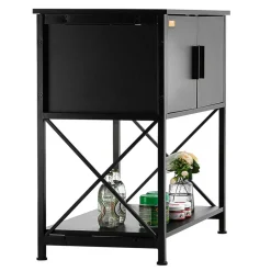 VEVOR Aquarium Stand, 29 Gallon Fish Tank Stand, 28.7 x 16.5 x 30 in Steel and MDF Turtle Tank Stand, 242.5 lbs Load Capacity, Reptile Tank Stand with Storage Cabinet and Embedded Power Panel, Black