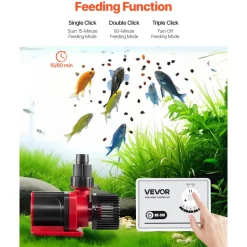 VEVOR Aquarium 24V DC Water Pump, 30W, 800 GPH Marine Wavemaker Return Pump with Controller, Adjustable Flow, Feed Mode, 11.5 ft Maximum Lift, for Saltwater Freshwater Fish Tank Sump Pond Circulation