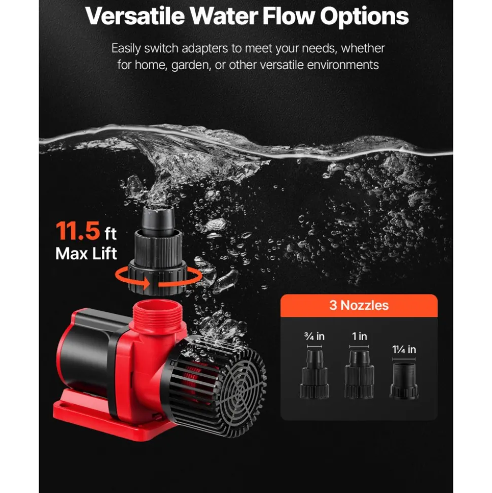 VEVOR Aquarium 24V DC Water Pump, 30W, 800 GPH Marine Wavemaker Return Pump with Controller, Adjustable Flow, Feed Mode, 11.5 ft Maximum Lift, for Saltwater Freshwater Fish Tank Sump Pond Circulation