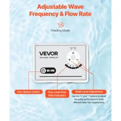 VEVOR Aquarium 24V DC Water Pump, 30W, 800 GPH Marine Wavemaker Return Pump with Controller, Adjustable Flow, Feed Mode, 11.5 ft Maximum Lift, for Saltwater Freshwater Fish Tank Sump Pond Circulation