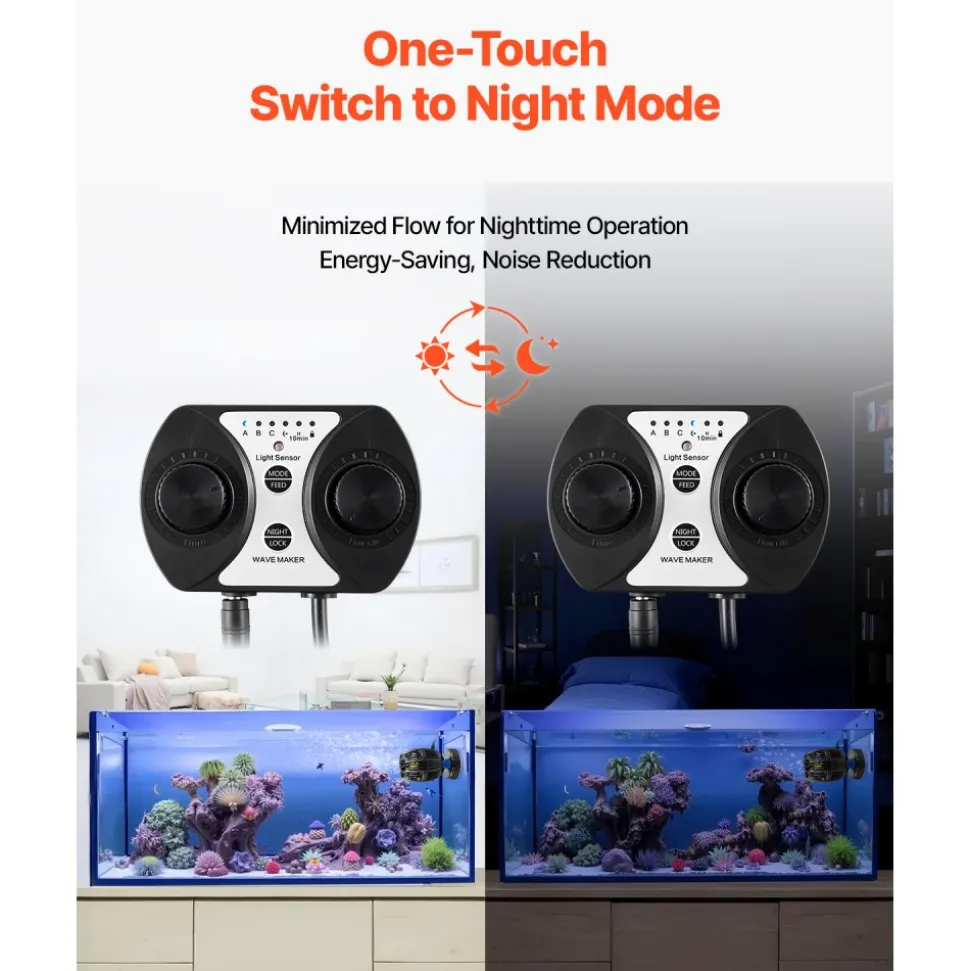 VEVOR Aquarium Wave Maker, 20W, 2113 GPH Quiet and Strong DC Powerhead, Adjustable Fish Tank Circulation Pump with Controller, Strong Magnetic Base, 360° Rotating Wavemaker, for Freshwater Saltwater