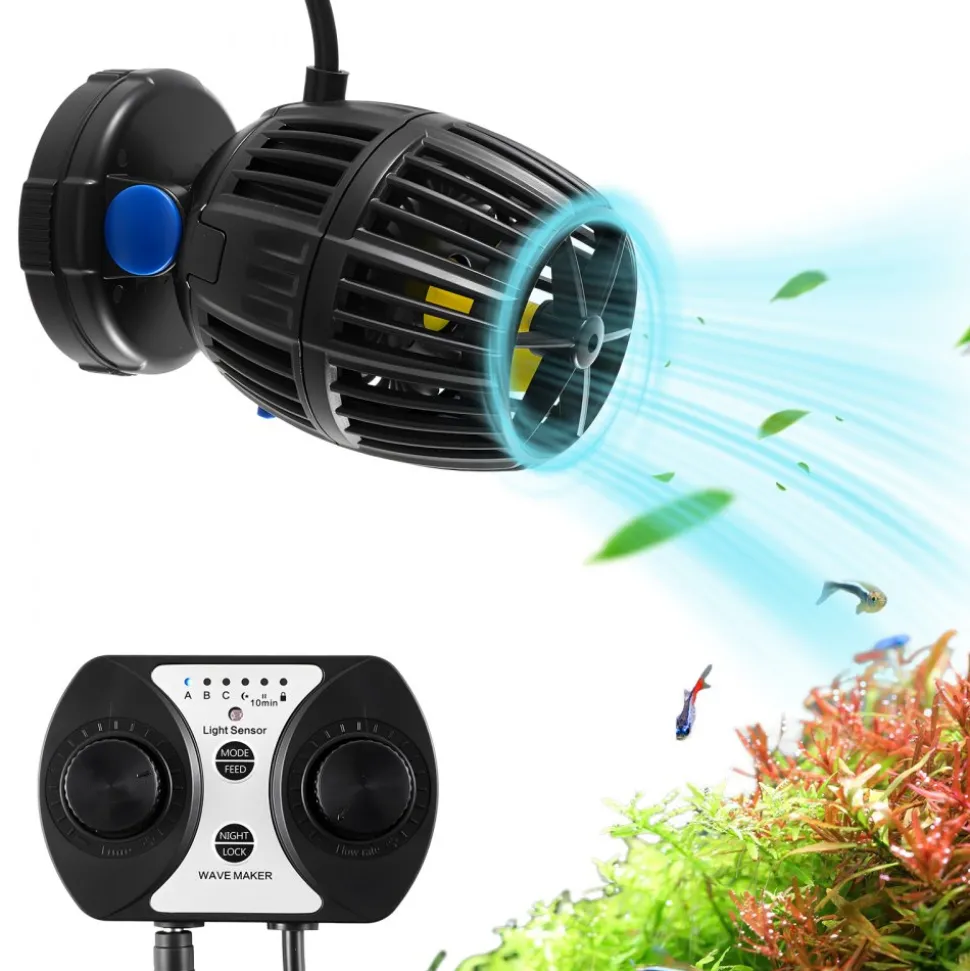 VEVOR Aquarium Wave Maker, 20W, 2113 GPH Quiet and Strong DC Powerhead, Adjustable Fish Tank Circulation Pump with Controller, Strong Magnetic Base, 360° Rotating Wavemaker, for Freshwater Saltwater