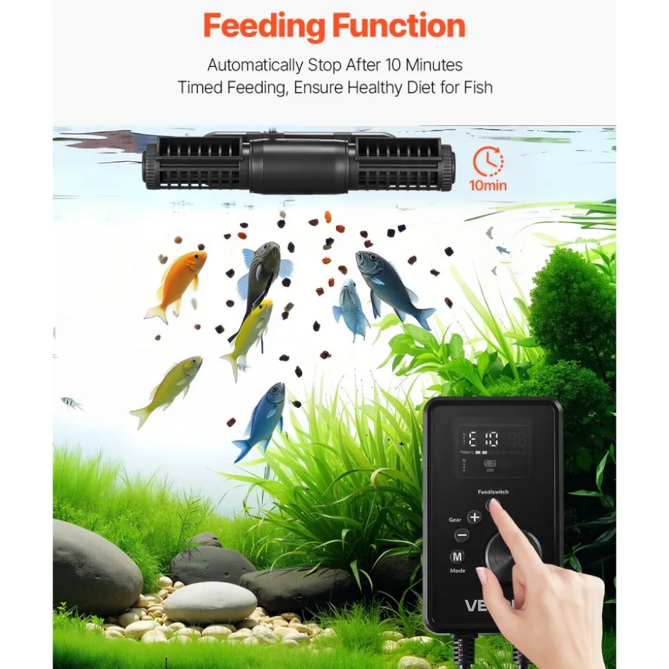 VEVOR Aquarium Wave Maker, 25W, 2380 GPH Adjustable Cross Flow Pump with Controller, Magnetic DC 24V Aquarium Powerhead, Strong Magnetic Base, 360° Rotating Wavemaker, for Saltwater Marine Freshwater