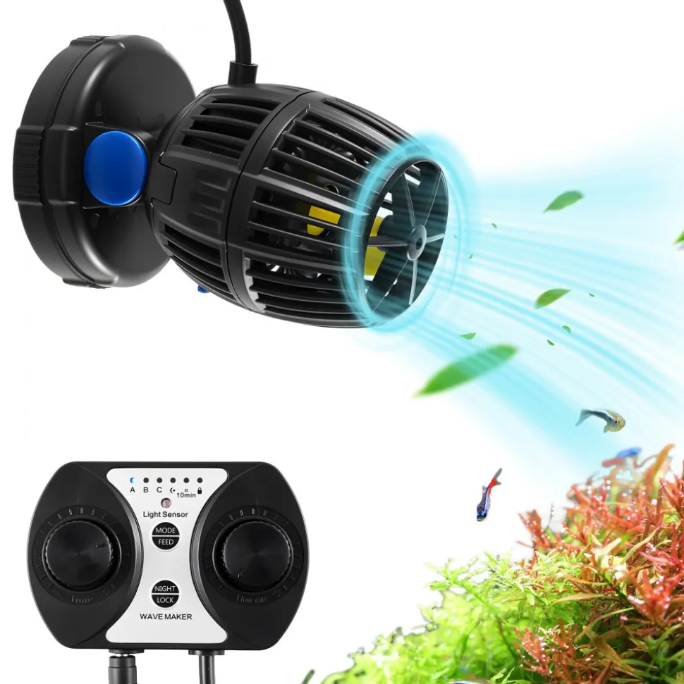 VEVOR Aquarium Wave Maker, 10W, 1057 GPH Quiet and Strong DC Powerhead, Adjustable Fish Tank Circulation Pump with Controller, Strong Magnetic Base, 360° Rotating Wavemaker, for Freshwater Saltwater
