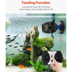VEVOR Aquarium Wave Maker, 10W, 1057 GPH Quiet and Strong DC Powerhead, Adjustable Fish Tank Circulation Pump with Controller, Strong Magnetic Base, 360° Rotating Wavemaker, for Freshwater Saltwater