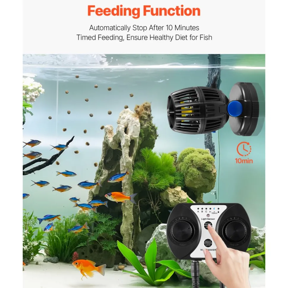 VEVOR Aquarium Wave Maker, 10W, 1057 GPH Quiet and Strong DC Powerhead, Adjustable Fish Tank Circulation Pump with Controller, Strong Magnetic Base, 360° Rotating Wavemaker, for Freshwater Saltwater