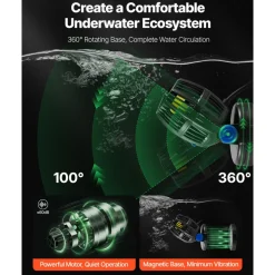 VEVOR Aquarium Wave Maker, 10W, 1057 GPH Quiet and Strong DC Powerhead, Adjustable Fish Tank Circulation Pump with Controller, Strong Magnetic Base, 360° Rotating Wavemaker, for Freshwater Saltwater