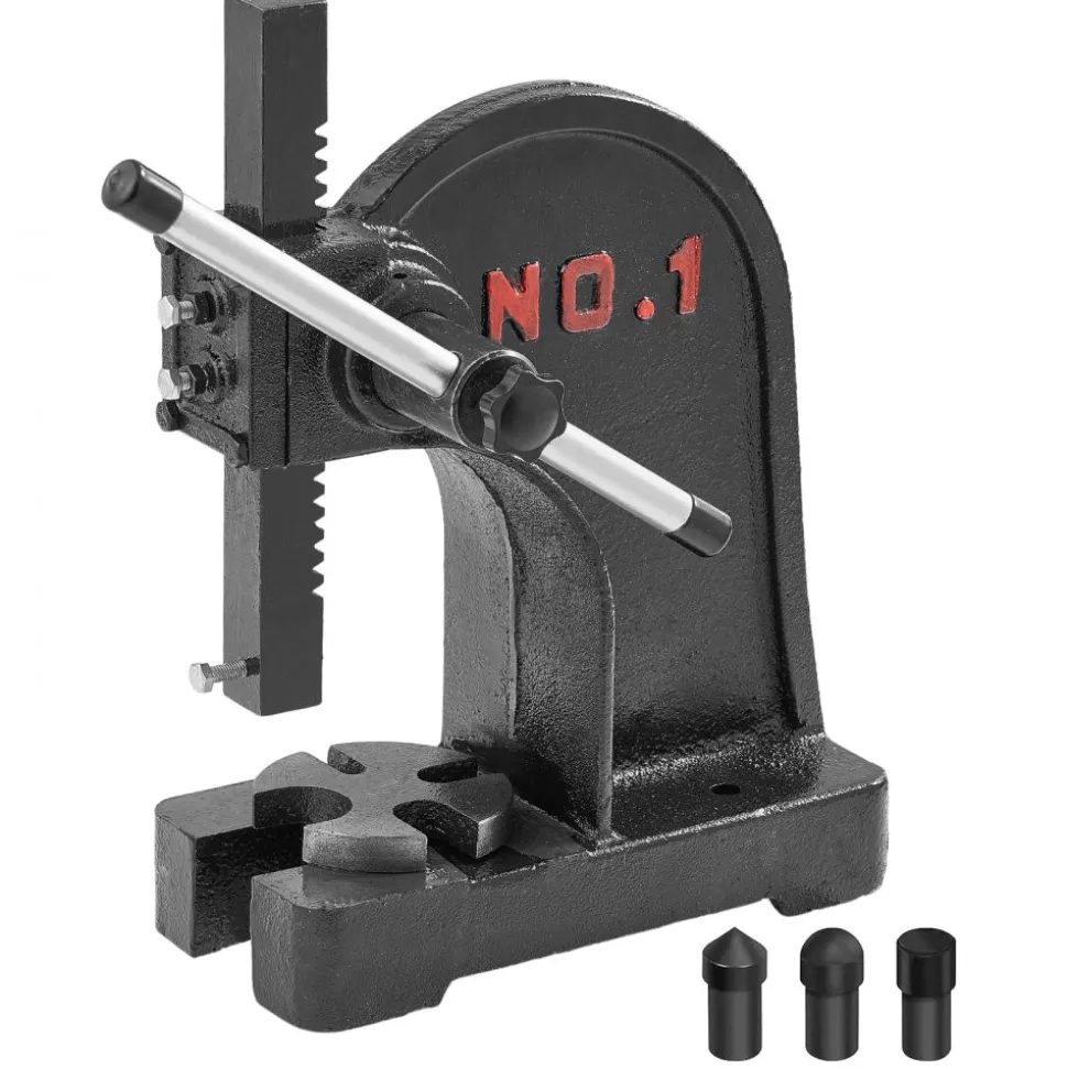 VEVOR Arbor Press, 1 Ton Manual Arbor Press, 5.9" Maximum Height, Cast Iron Heavy-duty Manual Desktop Arbor Press, Precision Hand Press for Stamping, Bending, Stretching, Forming