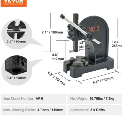 VEVOR Arbor Press, 0.5 Ton Manual Arbor Press, 4.6