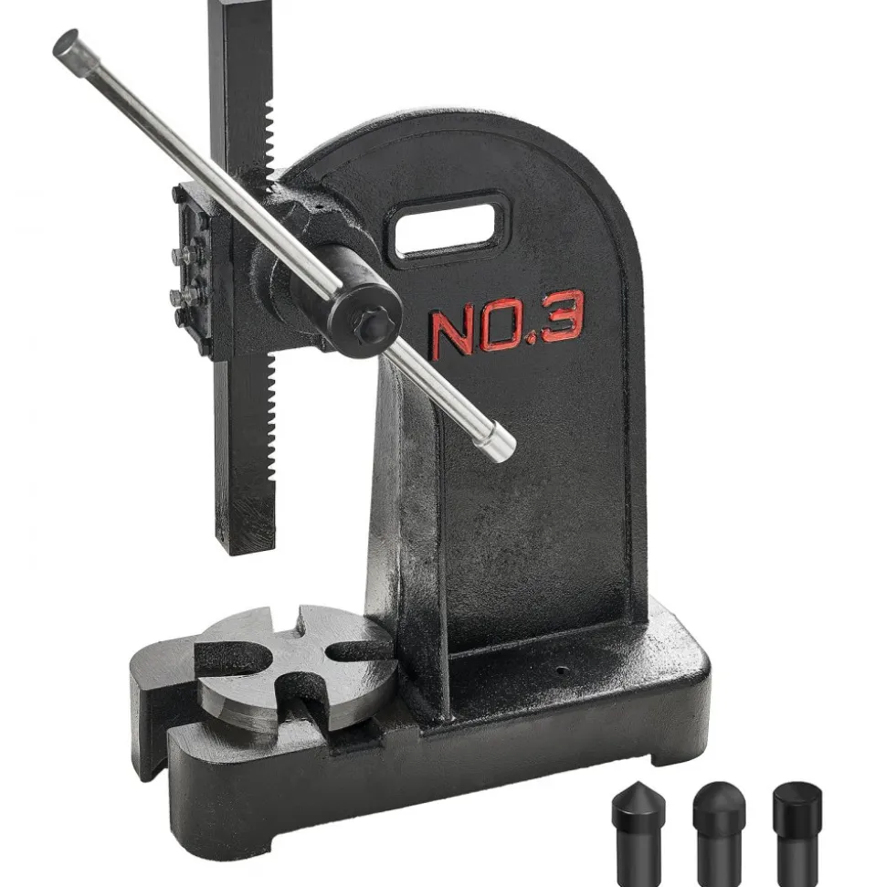 VEVOR Arbor Press, 3 Ton Manual Arbor Press, 12.2" Maximum Height, Cast Iron Heavy-duty Manual Desktop Arbor Press, Precision Hand Press for Stamping, Bending, Stretching, Forming