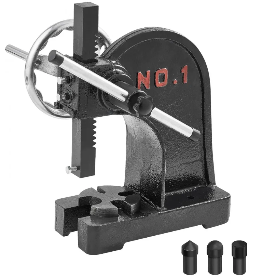 VEVOR Arbor Press, 1 Ton Manual Arbor Press with Handwheel, 5.9" Maximum Height, Cast Iron Heavy-duty Manual Desktop Arbor Press, Precision Hand Press for Stamping, Bending, Stretching, Forming