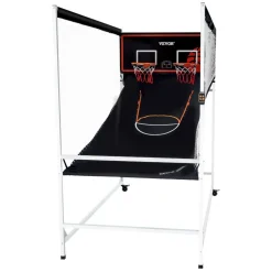 VEVOR Arcade Cage Basketball Game, 2 Player Indoor Basketball Game, Home Dual Shot Sport with 5 Balls, 8 Game Modes, Electronic Scoreboard, and Inflation Pump, for Kids, Adults (Black & White)
