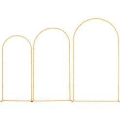 VEVOR Arch Backdrop Stand, Set of 3, 7.2/6.6/6 ft, Stable Structure, Easy Assembly, Gold Metal Arch Backdrop Stand for Wedding, Birthday Party, Graduation, Holiday Celebration, and Ceremony Decoration
