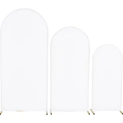 VEVOR Arch Backdrop Stand, Set of 3, 6/5/4 ft, Stable Structure, Easy Assembly, Gold Metal Arch Backdrop Stand with Cover, for Wedding, Birthday Party, Graduation, Celebration, and Ceremony Decoration