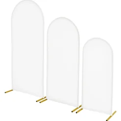 VEVOR Arch Backdrop Stand, Set of 3, 6/5/4 ft, Stable Structure, Easy Assembly, Gold Metal Arch Backdrop Stand with Cover, for Wedding, Birthday Party, Graduation, Celebration, and Ceremony Decoration