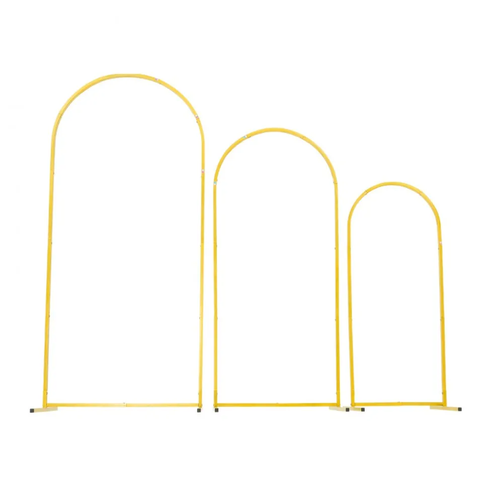 VEVOR Arch Backdrop Stand, Set of 3, 6/5/4 ft, Stable Structure, Easy Assembly, Gold Metal Arch Backdrop Stand for Wedding, Birthday Party, Graduation, Holiday Celebration, and Ceremony Decoration
