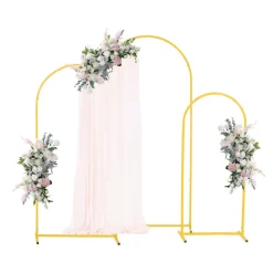 VEVOR Arch Backdrop Stand, Set of 3, 6/5/4 ft, Stable Structure, Easy Assembly, Gold Metal Arch Backdrop Stand for Wedding, Birthday Party, Graduation, Holiday Celebration, and Ceremony Decoration