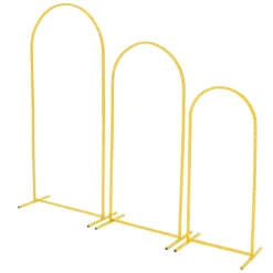 VEVOR Arch Backdrop Stand, Set of 3, 6/5/4 ft, Stable Structure, Easy Assembly, Gold Metal Arch Backdrop Stand for Wedding, Birthday Party, Graduation, Holiday Celebration, and Ceremony Decoration