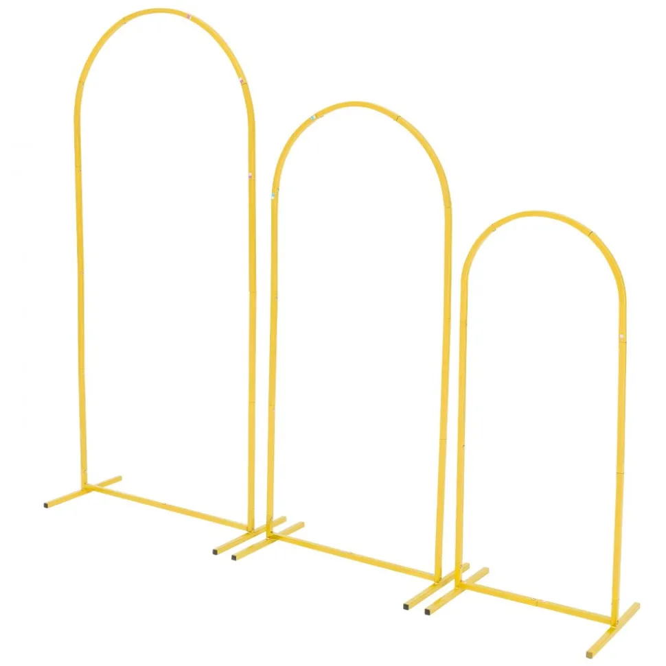 VEVOR Arch Backdrop Stand, Set of 3, 6/5/4 ft, Stable Structure, Easy Assembly, Gold Metal Arch Backdrop Stand for Wedding, Birthday Party, Graduation, Holiday Celebration, and Ceremony Decoration