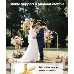 VEVOR Arch Backdrop Stand, Set of 3, 6/5/4 ft, Stable Structure, Easy Assembly, Gold Metal Arch Backdrop Stand for Wedding, Birthday Party, Graduation, Holiday Celebration, and Ceremony Decoration