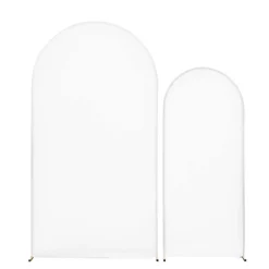 VEVOR Arch Backdrop Stand, Set of 2, 7.2 ft and 6 ft, Stable Structure, Easy Assembly, Gold Metal Arch Backdrop Stand with Cover for Wedding, Birthday Party, Celebration, and Ceremony Decoration