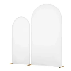 VEVOR Arch Backdrop Stand, Set of 2, 7.2 ft and 6 ft, Stable Structure, Easy Assembly, Gold Metal Arch Backdrop Stand with Cover for Wedding, Birthday Party, Celebration, and Ceremony Decoration