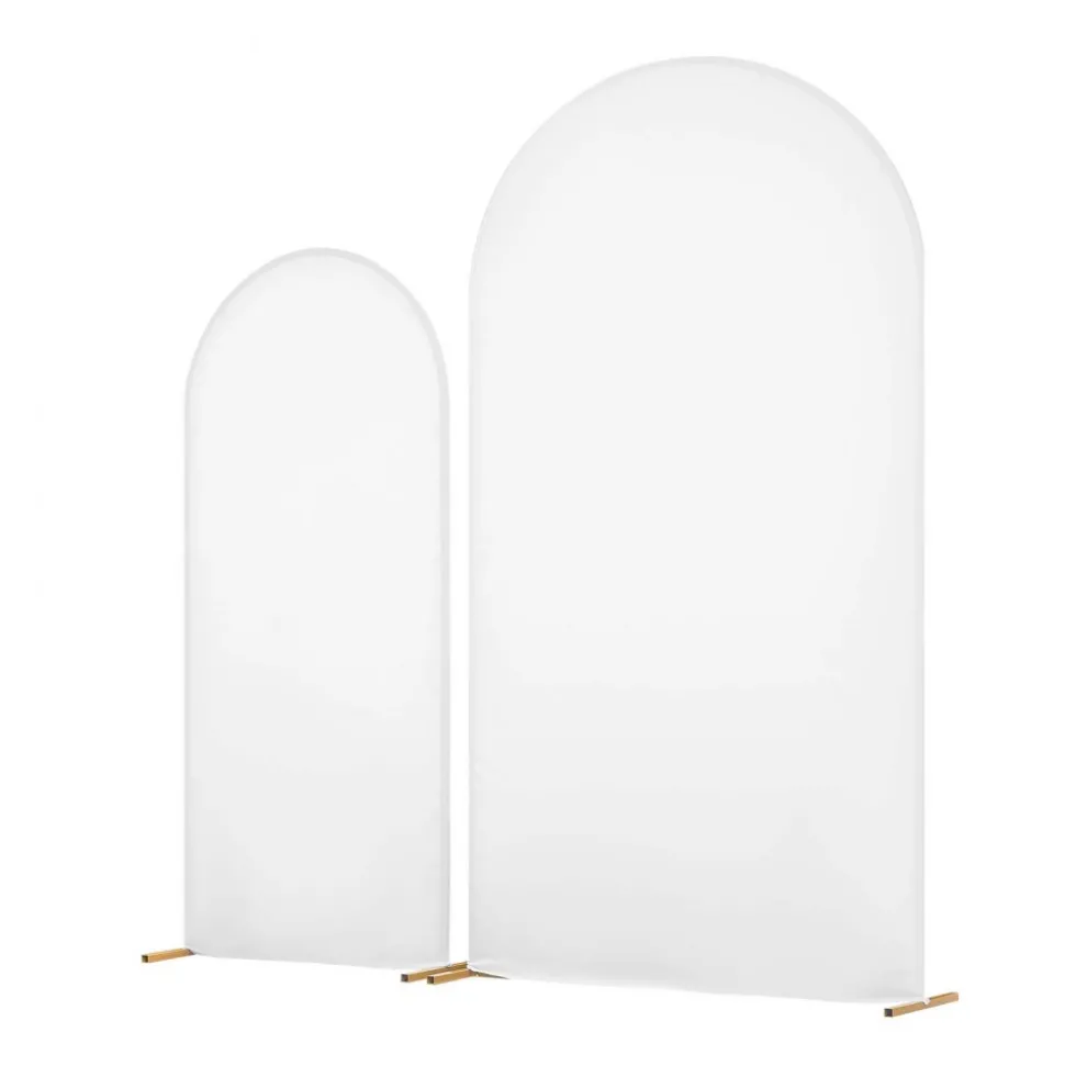 VEVOR Arch Backdrop Stand, Set of 2, 7.2 ft and 6 ft, Stable Structure, Easy Assembly, Gold Metal Arch Backdrop Stand with Cover for Wedding, Birthday Party, Celebration, and Ceremony Decoration