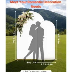 VEVOR Arch Backdrop Stand, Set of 2, 7.2 ft and 6 ft, Stable Structure, Easy Assembly, Gold Metal Arch Backdrop Stand with Cover for Wedding, Birthday Party, Celebration, and Ceremony Decoration