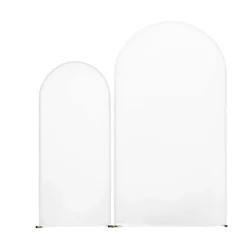 VEVOR Arch Backdrop Stand, Set of 2, 7.2 ft and 6 ft, Stable Structure, Easy Assembly, Gold Metal Arch Backdrop Stand with Cover for Wedding, Birthday Party, Celebration, and Ceremony Decoration