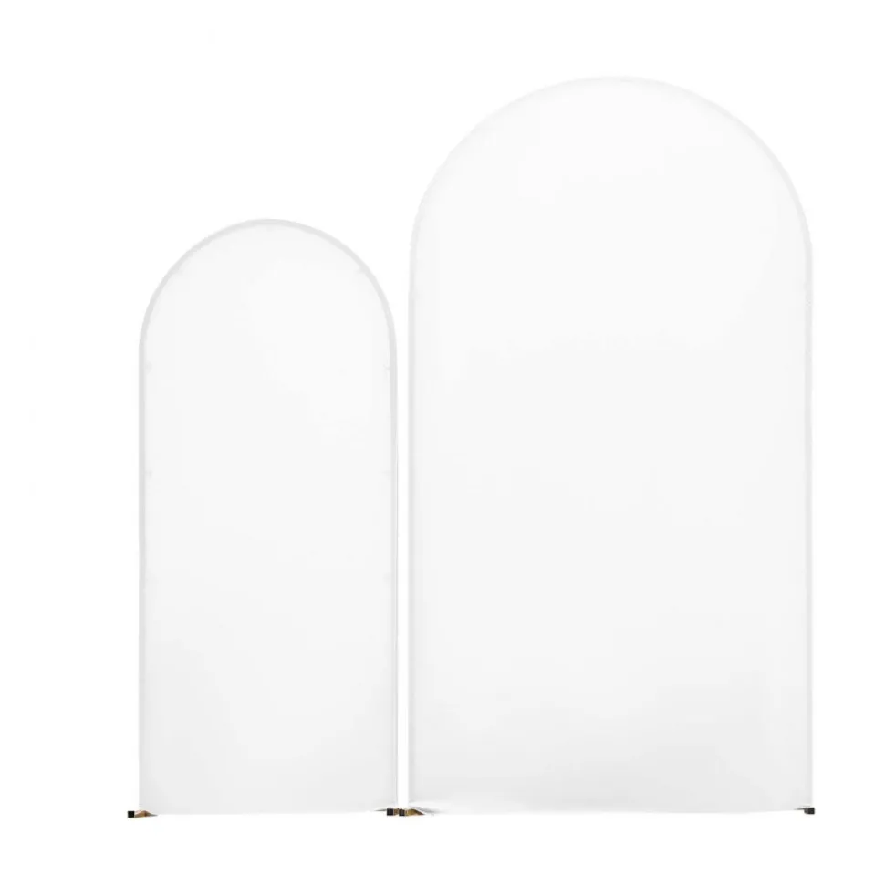 VEVOR Arch Backdrop Stand, Set of 2, 7.2 ft and 6 ft, Stable Structure, Easy Assembly, Gold Metal Arch Backdrop Stand with Cover for Wedding, Birthday Party, Celebration, and Ceremony Decoration