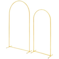 VEVOR Arch Backdrop Stand, Set of 2, 7.2 ft and 6 ft, Stable Structure, Easy Assembly, Gold Metal Arch Backdrop Stand for Wedding, Birthday Party, Graduation, Celebration, and Ceremony Decoration