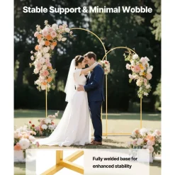 VEVOR Arch Backdrop Stand, Set of 2, 7.2 ft and 6 ft, Stable Structure, Easy Assembly, Gold Metal Arch Backdrop Stand for Wedding, Birthday Party, Graduation, Celebration, and Ceremony Decoration