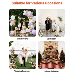 VEVOR Arch Backdrop Stand, Set of 2, 7.2 ft and 6 ft, Stable Structure, Easy Assembly, Gold Metal Arch Backdrop Stand for Wedding, Birthday Party, Graduation, Celebration, and Ceremony Decoration