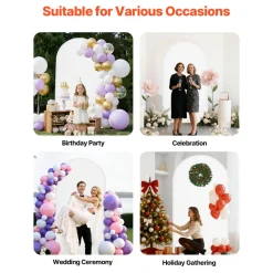 VEVOR Arch Backdrop Stand, 7.2 x 4 ft, Stable Structure, Easy Assembly, 1 Piece Gold Metal Arch Backdrop Stand with Cover for Wedding, Birthday Party, Holiday Celebration, and Ceremony Decoration