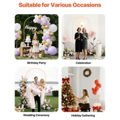 VEVOR Arch Backdrop Stand, 6.6 x 3.3 ft, Stable Structure, Easy Assembly, 1 Piece Gold Metal Arch Backdrop Stand for Wedding, Birthday Party, Graduation, Holiday Celebration, and Ceremony Decoration
