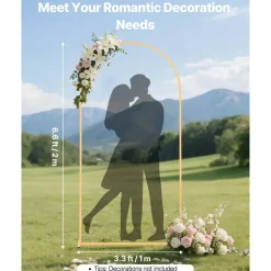 VEVOR Arch Backdrop Stand, 6.6 x 3.3 ft, Stable Structure, Easy Assembly, 1 Piece Gold Metal Arch Backdrop Stand for Wedding, Birthday Party, Graduation, Holiday Celebration, and Ceremony Decoration