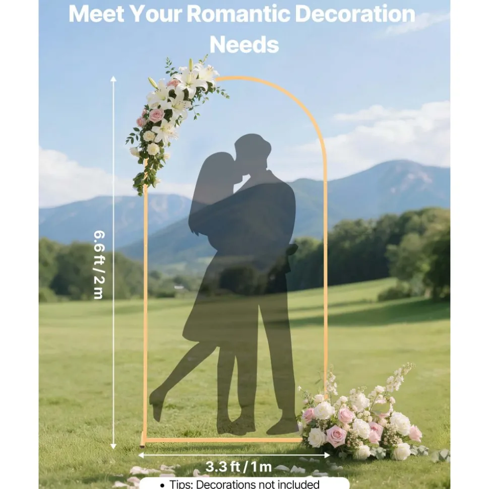 VEVOR Arch Backdrop Stand, 6.6 x 3.3 ft, Stable Structure, Easy Assembly, 1 Piece Gold Metal Arch Backdrop Stand for Wedding, Birthday Party, Graduation, Holiday Celebration, and Ceremony Decoration