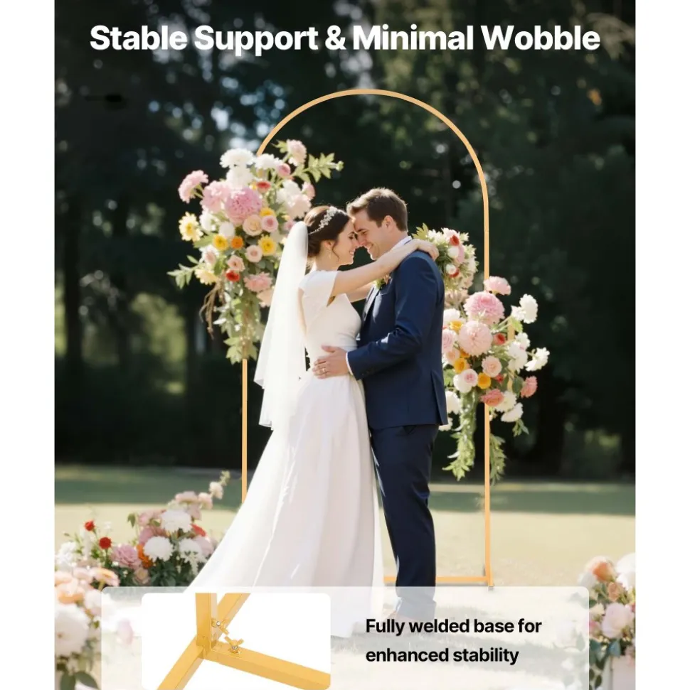 VEVOR Arch Backdrop Stand, 6.6 x 3.3 ft, Stable Structure, Easy Assembly, 1 Piece Gold Metal Arch Backdrop Stand for Wedding, Birthday Party, Graduation, Holiday Celebration, and Ceremony Decoration